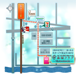 奥様クラブ(十三 SMクラブ・ソフトSM)  地図